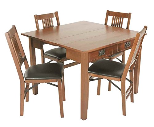 MECO Stakmore Traditional Expanding Table, Fruitwood Frame, 20 in x 40 in x 30.3 in