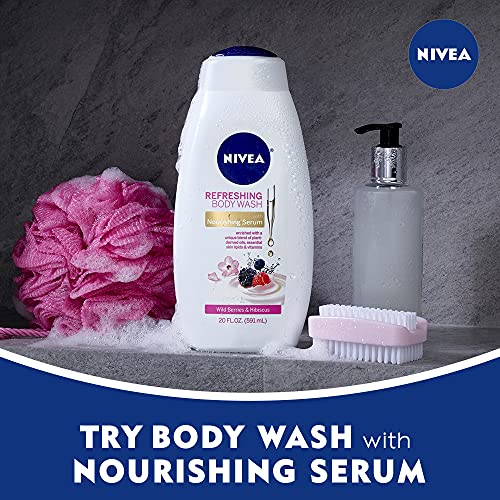 NIVEA Wild Berries and Hibiscus Refreshing Body Wash with Nourishing Serum, 20 Fl Oz Bottle