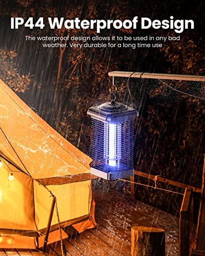 Gaiatop Bug Zapper Outdoor, 4000V 18W Mosquito Zapper Outdoor with 5ft Power Cord, Waterproof Electric Insect/Fly Trap Zapper Killer for Home Backyard Garden Patio - Black