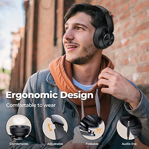 V8 Wireless Bluetooth Headphones Over Ear, 80 Hours Playtime Wireless Headphones with Deep Bass,Lightweight Foldable Headphones Built-in Mic,HiFi Stereo Sound for Travel Work Laptop PC Cellphone