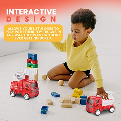 KIDSTHRILL Small Fire Trucks for Boys and Girls, Four Different Kinds of fire Truck Toys for 3 4 5 6 7 Year Old Boys and Girls