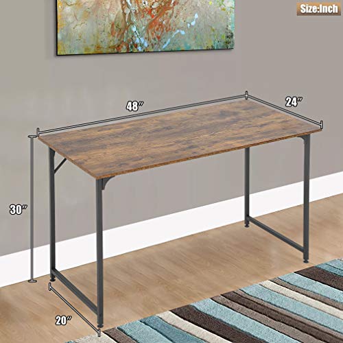 Computer Desk Home Office Desk 48”W x 24”D Gaming Desk Corner Writing Black Large Student Art Modren Simple Style PC Wood and Metal Desk Workstation for Small Space,Vintage