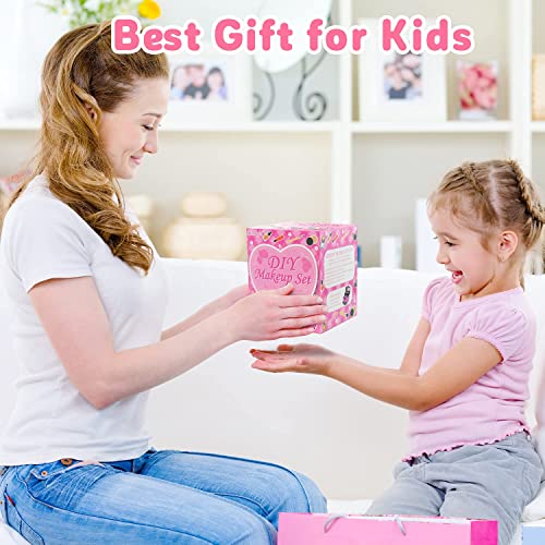 Hollyhi 41 Pcs Kids Makeup Kit for Girls, Washable Makeup Set Toy with Real Cosmetic Case for Little Girl, Pretend Play Makeup Beauty Set Birthday Toys Gift for 3 4 5 6 7 8 9 10 11 12 Years Old Kid