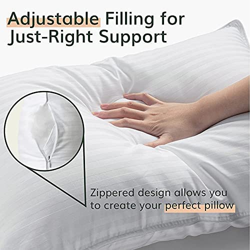 Fern and Willow Pillows for Sleeping - Set of 2 Queen Size Down Alternative Pillow Set w/Luxury Plush Cooling Gel for Side, Back & Stomach Sleepers