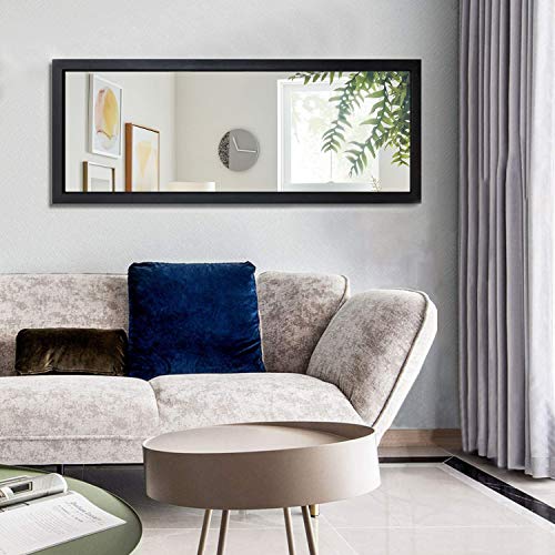 NeuType Wall-Mounted Mirror 43"x16" Rectangular Hanging Mirror Wall Mirror Hanging or Leaning Against Wall Best for Bedroom Living Room Dressing Mirror Polystyrene Frame,Origin Black(No Stand)