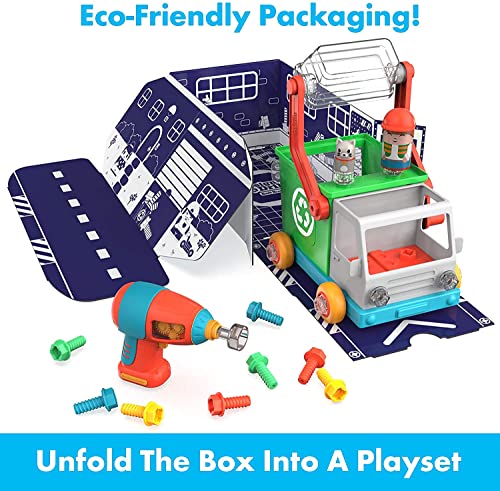 Educational Insights Design & Drill Bolt Buddies Recycling Truck Toy, Take Apart Toy with Electric Drill Toy, STEM Toy, Gift for Boys & Girls, Ages 3+