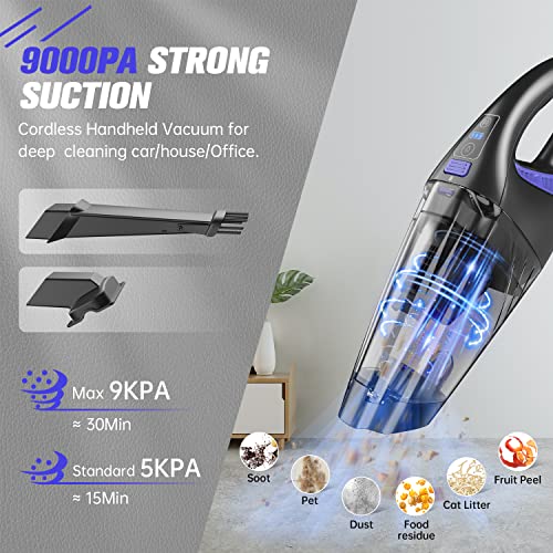 IMINSO Handheld Vacuum Cordless Car Vacuum Cleaner 9000PA, Rechargeable Hand Vacuum Cordless with LED, Lightweight, Portable Hand Held Vacuum, Handheld Car Vacuum for Car/Stairs/Pet Hair