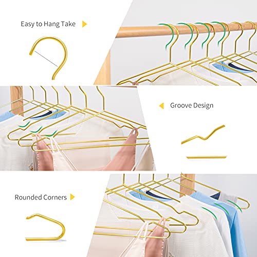 Nature Smile 17 Inch Heavy Duty Shiny Gold Metal Clothes Hanger, Coat Hanger, Suit Hanger, Dress Hanger with Big Notches Pack of 20,Gold