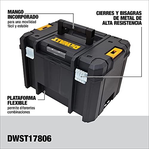 DEWALT TSTAK Tool Box, Extra Large Design, Removable Tray for Easy Access to Tools, Water and Debris Resistant (DWST17806)