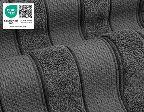 American Soft Linen Salem Bath Towel Set, 6 Piece Towels for Bathroom, 100% Turkish Combed Zero Twist Cotton, 2 Bath Towels 2 Hand Towels 2 Washcloths, Dark Gray