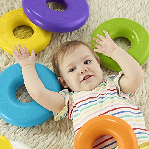 Fisher-Price Toddler Toy Giant Rock-A-Stack, 6 Stacking Rings with Roly-Poly Base for Ages 1+ Years, 14+ Inches Tall