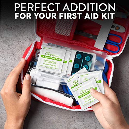 Care Touch Alcohol Wipes - Individually Wrapped Alcohol Prep Pads with 70% Isopropyl Alcohol, Great for Medical & First Aid Kits - Sterile, Antiseptic 2-Ply Rubbing Alcohol Pads - 100 count