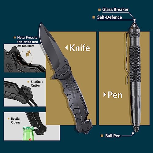 Survival Kits, Gifts for Men Dad Husband Him, 13 in 1 Survival Gear and Equipment Tactical Tools for Camping Hiking Hunting Outdoor Adventure, Cool Birthday Ideas