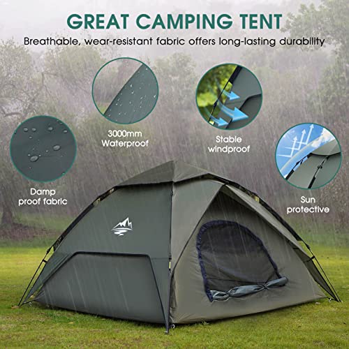 4-5people Tents for Camping with Shelter, Family Dome Tent with Removable Rainfly, Lightweight Tent for Camping, Traveling, Hiking, Outdoor (4-5 Person Instant)