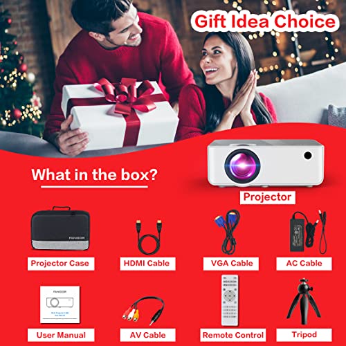 FANGOR 1080P HD Projector, WiFi Bluetooth Projectors, Max 230”Projection Screen Portable Home Theater Video Movie Proyector With Tripod, Compatible with HDMI, VGA, USB, Laptop, iOS & Android Phone