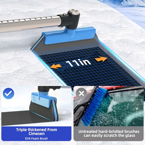 Cimesen 37" Ice Scrapers for Car Windshield Extendable Snow Brush for Car with 360° Pivoting Brush Head for Cars,Trucks, SUVs