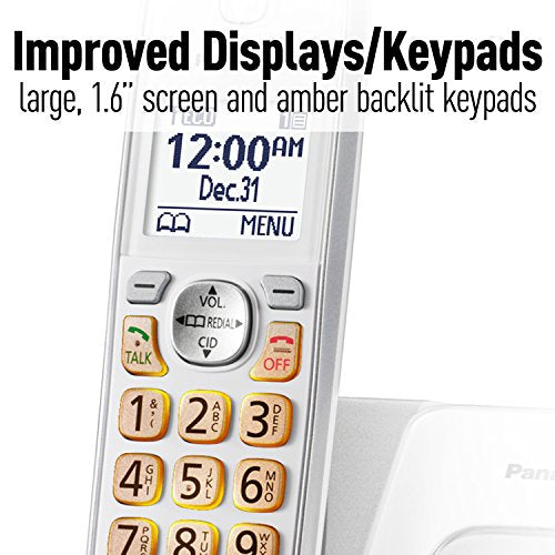Panasonic Expandable Cordless Phone System with Answering Machine and Call Block - 3 Cordless Handsets - KX-TGD533W (White/Silver)
