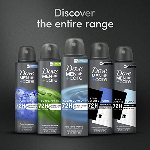 Dove Men+Care Antiperspirant Deodorant Dry Spray Clean Comfort 3 Count For Men 48-hour Sweat and Odor Protection with Triple Defense Technology 3.8 oz