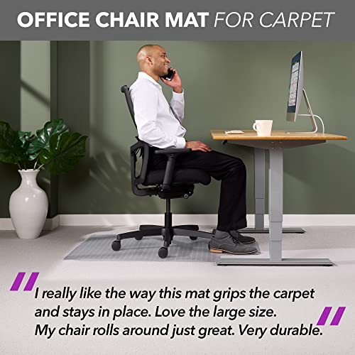 OFM Office Chair Mat for Carpet – Computer Desk Chair Mat for Carpeted Floors – Easy Glide Rolling Plastic Floor Mat for Office Chair on Carpet for Work, Home, Gaming with Extended Lip (36” x 48”)