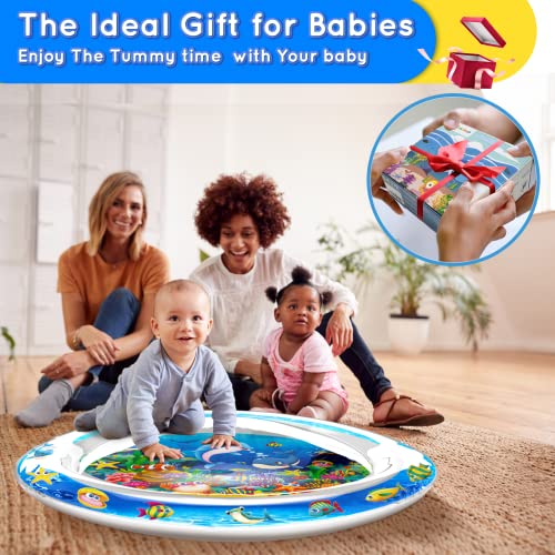Infinno Tummy Time Mat Premium Baby Water Mat, Baby Toys for 3-6 6 to 12 Months Girl and Boy Infants, Perfect Baby Gift, Blue Ocean Theme
