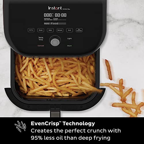 Instant Vortex Plus 6QT Air Fryer with Odor Erase Technology, 6-in-1 Functions that Crisps, Roasts, Broils, Dehydrates, Bakes & Reheats, 100+ In-App Recipes, from the Makers of Instant Pot, Black