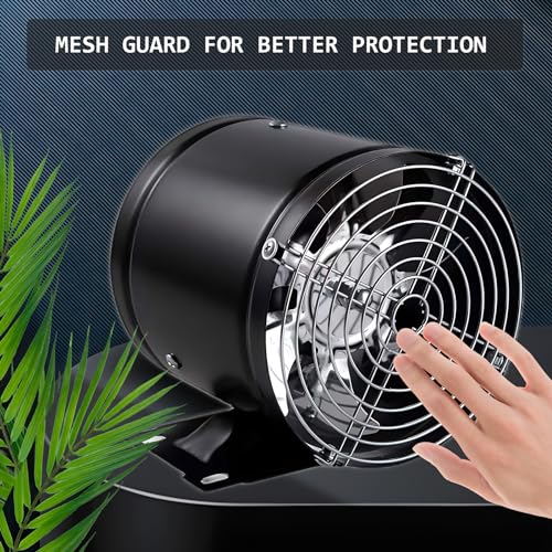 6in Garage Exhaust Fan, Metal Exhaust Fan, High Air Flow Extractor Fan w/Check Valve, Mesh, Fixed Stand for Household Replacement, Smoke Extractor, DIY (Sidewall/Ceiling Mount)