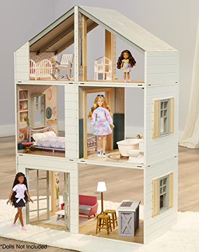 Little Tikes® Real Wood Stack ‘n Style™ Dollhouse with 14 Accessories and Many Combinations to Customize, Personalize, Dream, Design and Build and Play with Any 12-Inch Dolls