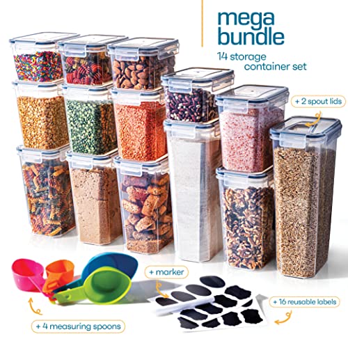 Storeganize 14pc Airtight Food Storage Containers With Lids, Great Pantry Storage Container Set WITH INGENIOUSLY DESIGNED LIDS For Rice, Kitchen Storage Containers For Pantry Organization and Storage