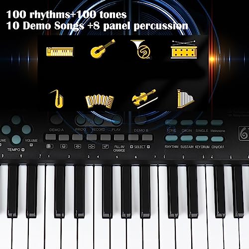 61 keys keyboard piano, Electronic Digital Piano with Built-In Speaker Microphone, Portable Keyboard Gift Teaching for Beginners, electric piano for kids