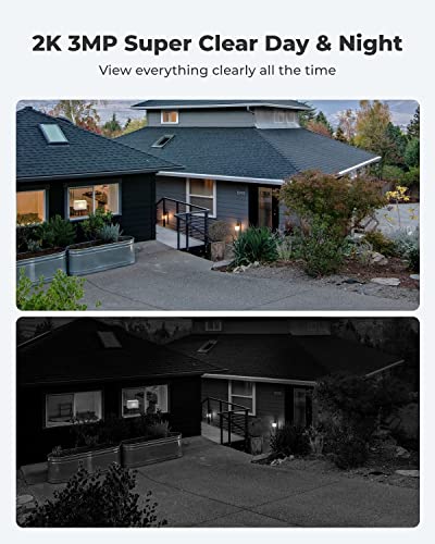 REOLINK 2K Cameras for Home Security Outside, Argus Eco-B+Solar Panel, No Monthly Fee, Human/Vehicle Detection, 3MP Night Vision, 2-Way Audio, Solar Security Cameras Wireless Outdoor Works with Alexa