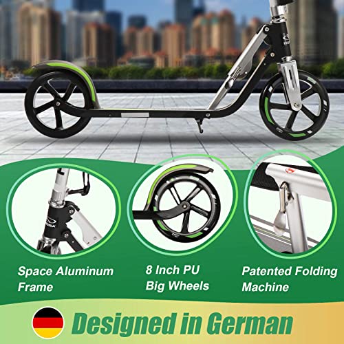 HUDORA Scooter for Kids 8 Years and Up & Teens 12 Years and Up, Adult Scooter with Big Wheels, Lightweight Durable All-Aluminum Frame Scooter