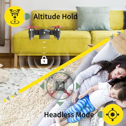 Holy Stone HS190 Drone for Kids, Mini Drone with One-Key Takeoff/Landing, 3D Flips, 3 Speeds and Auto Hovering, Gifts Toys for Boys and Girls, Red