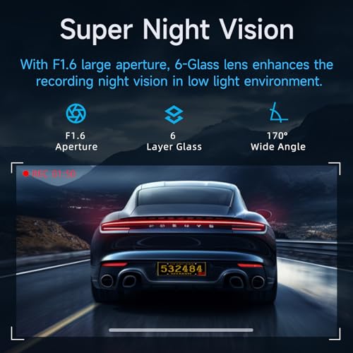 E-YEEGER 2.5K Dash Cam Front: Mini Dash Cam for Cars, 1440P Car Camera with APP, WiFi Dash Cam with WDR Night Vision, 24 Hours Parking Monitor Dashcams, 170°Wide, G-Sensor