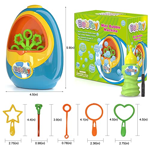 BubToy Bubble Machine for Kids - Automatic Bubble Blower 5000+ Bubbles Per Minute, High Output Bubble Maker Toys Bubbles for Toddlers, Christmas Birthday Gifts for 3 4 5 6 7 8 Years Old Boys Girls