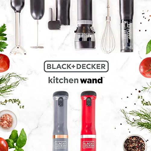 BLACK+DECKER Kitchen Wand Cordless Immersion Blender, Hand Blender with Charging Dock, Red (BCKM1011K06)