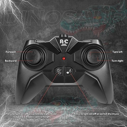 DYODYORC RC Monster Truck, 2.4Ghz High Speed Remote Control Car, All Terrain RC Truck with Light&Music&360°Stunt, RC Dinosaur Car with 2 Rechargeable Batteries, Toy Gifts for Boys and Girls (Cyan)