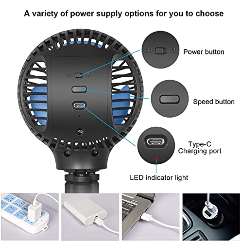 WiHoo Mini Handheld Stroller Fan,Personal Portable Car Seat Baby Fan with Flexible Tripod Fix on Stroller,USB or Battery Operated Desk Fan Adjustable 3 Speeds for Travel Treadmill Golf Cart