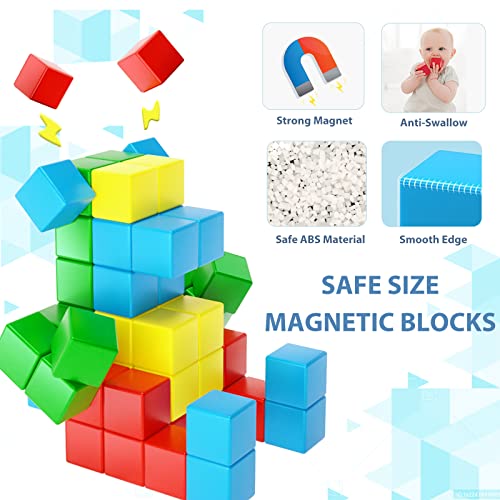 Large Magnetic Blocks for Toddler Toys, STEM Preschool Learning Sensory Montessori Outdoor Travel Building Toys Gifts for 3 4 5 6 Year Old Kids Boys Girls