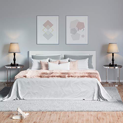 JS NOVA JUNS Set of 2 Table Lamps with 2 USB Charging Ports, Modern Bedside Nightstand Lamps for Bedroom Living Room Office College Dorm, Grey