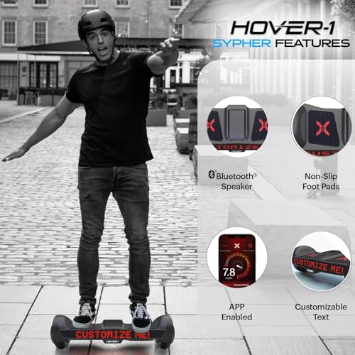 Hover-1 Sypher Electric Self-Balancing Hoverboard with Customizable Screen, Dual 150W Motors, 7 mph Max Speed, and 7 Miles Max Range