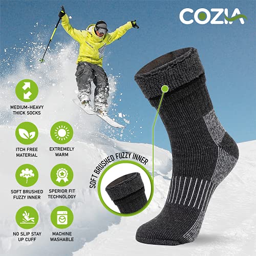 Merino Wool Socks Casual Warm Socks for Winter Cozy Boot Socks for Men & Women Black ML