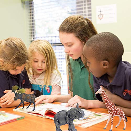 Jumbo Safari Animal Figures Set, 12 Realistic Jungle Zoo Toys, Elephant, Giraffe, Lion, Tiger, Gorilla for Kids Toddlers