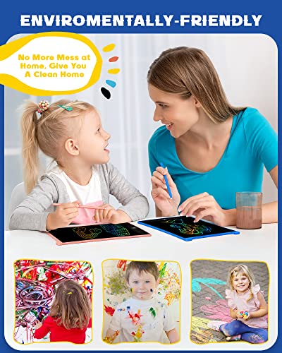 bravokids 2 Pack LCD Writing Tablet with 4 Stylus, 8.5 inch Colorful Doodle Board Drawing Pad for Kids, Travel Games Activity Learning Toys, Birthday Gift for Age 3 4 5 6 7 8 Year Old Boys Girls