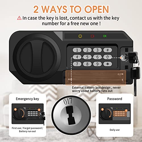 1.6 Cub Home Safe Box Fireproof Waterproof with Anti-Theft Alarm, Removable Shelf, Digital Fire Safe with Keypad Led Indicator, Security Money Safe for Firearm Ammo Cash Jewelry Medicines Document