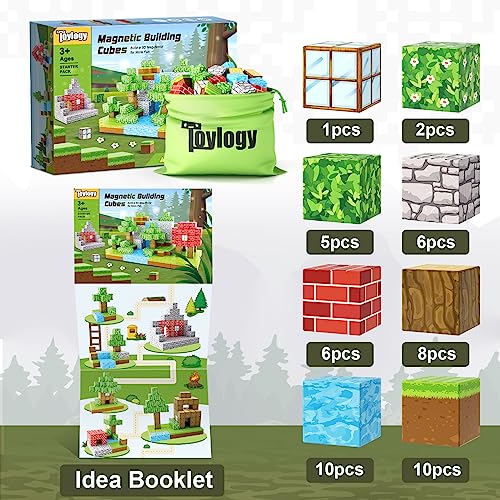 Magnetic Blocks-Build Mine Magnet World Set, Magnetic Toys for Boys & Girls Age 3-4 4-5 6-8, STEM Montessori Sensory Toys for Toddlers Gifts for 3+ Years Old, Fidget Cubes Construction Toys