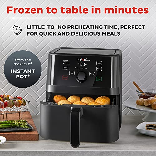 Instant Pot 5.7-QT Air Fryer Oven with Accessories, From the Makers of Instant Pot, Customizable Smart Cooking Programs, Digital Touchscreen, Dishwasher-Safe Basket, App with over 100 Recipes