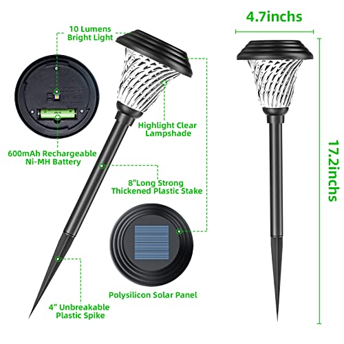 Jkoeier Bright Solar Outdoor Lights 8pack, IP65 Waterproof Solar Pathway Lights, 12 Hrs Long-Lasting Landscape Lighting Solar Garden Lights, Solar Lights Decorative for Walkway Patio Yard & Lawn