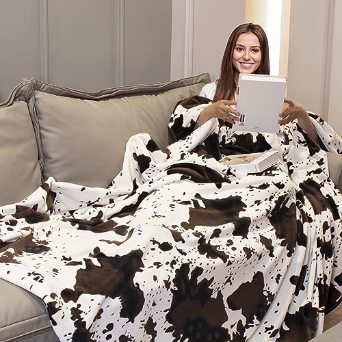 Lightweight Cow Print Blanket Plush Fleece Fuzzy Cute Cow Printed Throw Blanket Soft Warm Cozy Flannel Black Cow Blankets and Throws Small Bedding for Baby Girls Boys Toddler Bed Couch 40x50 inch