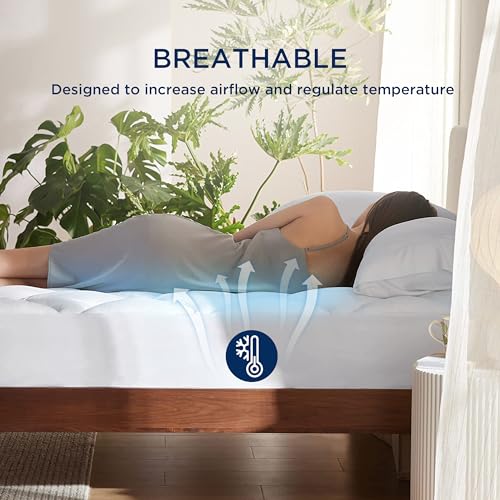 Bedsure Mattress Pad Twin Size - Soft Cotton Mattress Cover, Quilted Fitted Mattress Topper with Deep Pocket Fits 8-21 Inch Mattress, Breathable Pillow Top, White