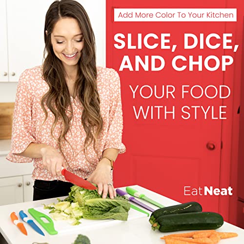 EatNeat 12-Piece Knife Set: Stainless Steel, Protective Sheaths, Cutting Board, and Sharpener - Kitchen & Camping Essentials
